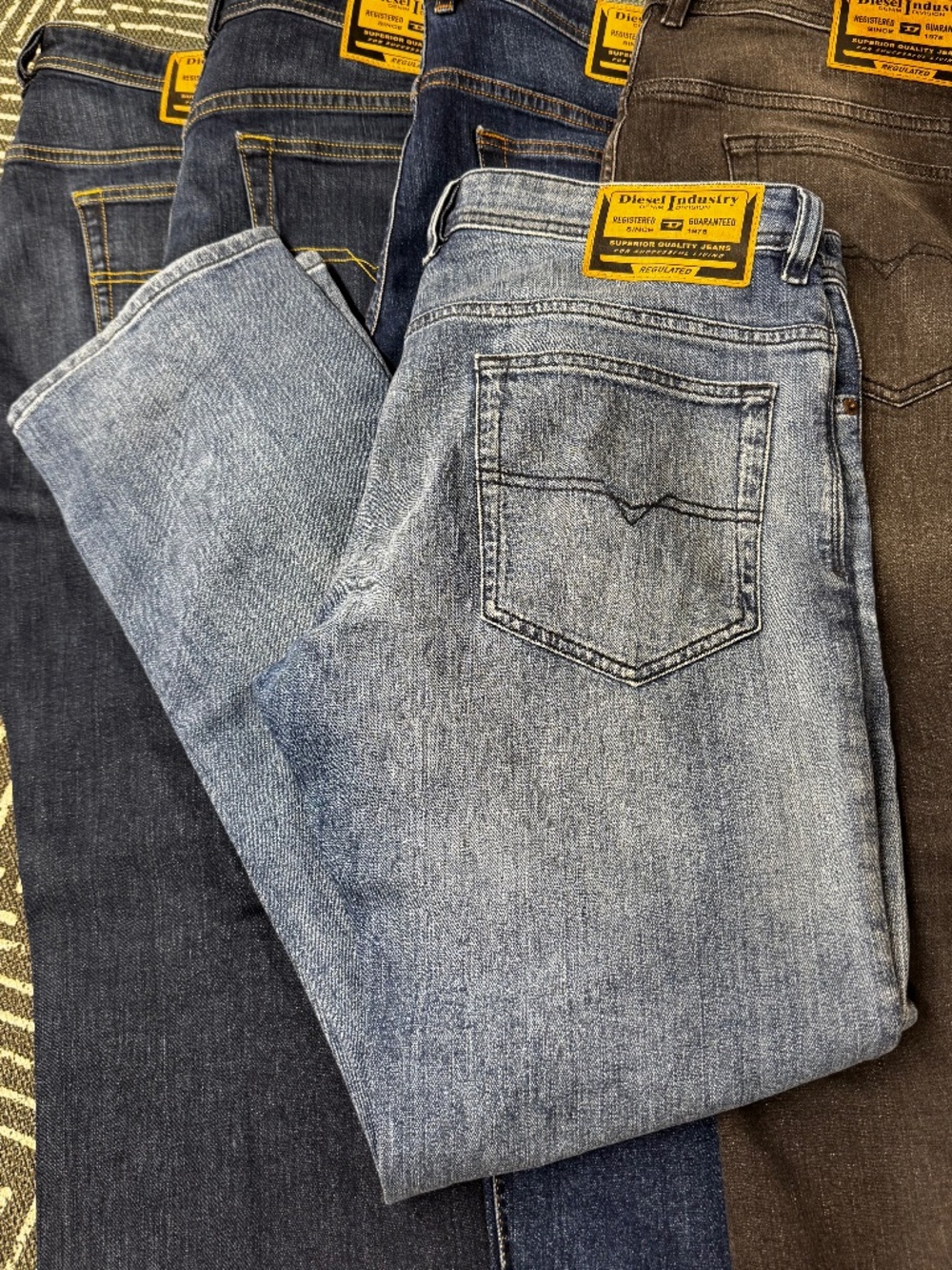 Diesel Industry Men's Straight Leg Jeans — Light Wash Blue